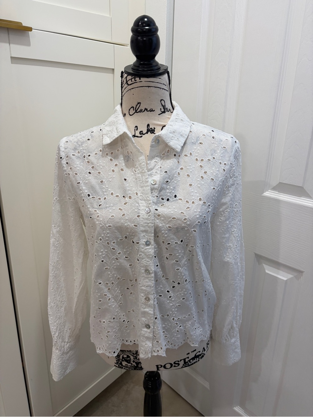 Philosophy White Eyelet Button-Down Shirt